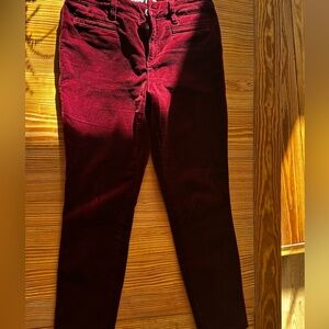 Lands' End Women's Deep Red Velvet Skinny Jeans